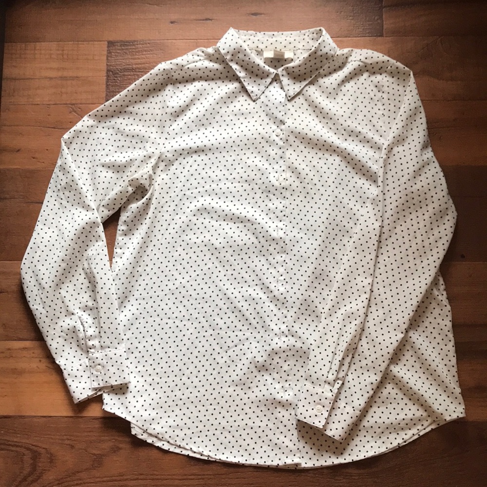 LOFT polka dot long-sleeve blouse